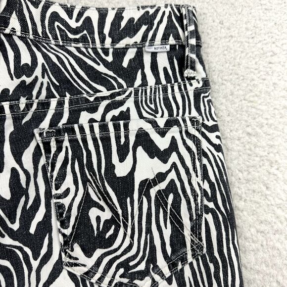 NWT Mother Rascal Ankle Fray Jeans Womens 28 Zebra Print Straight Leg High Waist - Picture 10 of 15